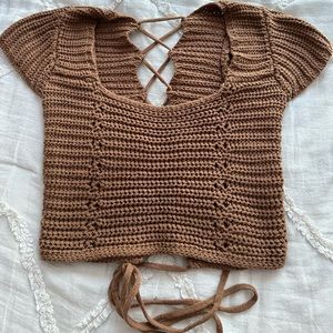 Brown Knit Crop Top